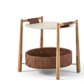 Italian Style Minimalist Sofa Side Table Italian Style Saddle Leather Woven Sofa Side Table Modern Simple Round Storage Rack 3d model