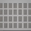 Grey Cabinet Doors Various Designs Arranged In Grid Display On White Background