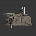 Rustic Industrial Scene Structure With Weathered Platform Metal Frames And Broken Surfaces