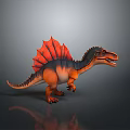 Orange and Black Spinosaurus Dinosaur 3D Model with Sailback Standing Pose 3d model