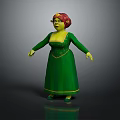 Green Skinned Mythical Creature Character Wearing Green Dress and Red Headscarf Standing Pose