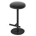 Modern Black Bar Stool With Circular Seat And Sturdy Metal Base Footrest