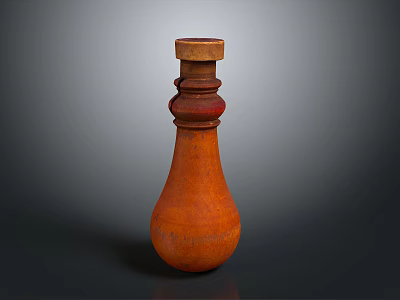 Handcrafted Terracotta Jar With Orange Brown Body Intricate Carved Patterns And Wooden Lid 3d model