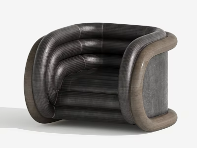 Modern Single Sofa with Leather Fabric Upholstery Curved Armrests Comfortable Living Room Furniture 3d model