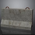 Concrete Construction Block With Rusted Surface And Red Handles On Top 3d model