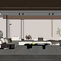 Modern Living Room Interior With White Sofa Coffee Table And Decor Items 3d model