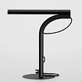 Modern Black Table Lamp With Curved Stand Round Base And Sleek Design