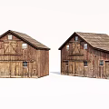 Wooden Barn Style Rural Self Built House With Gabled Roof And Windows
