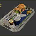 Delicious Fast Food Tray With Hamburger Fries Drink And Sauce