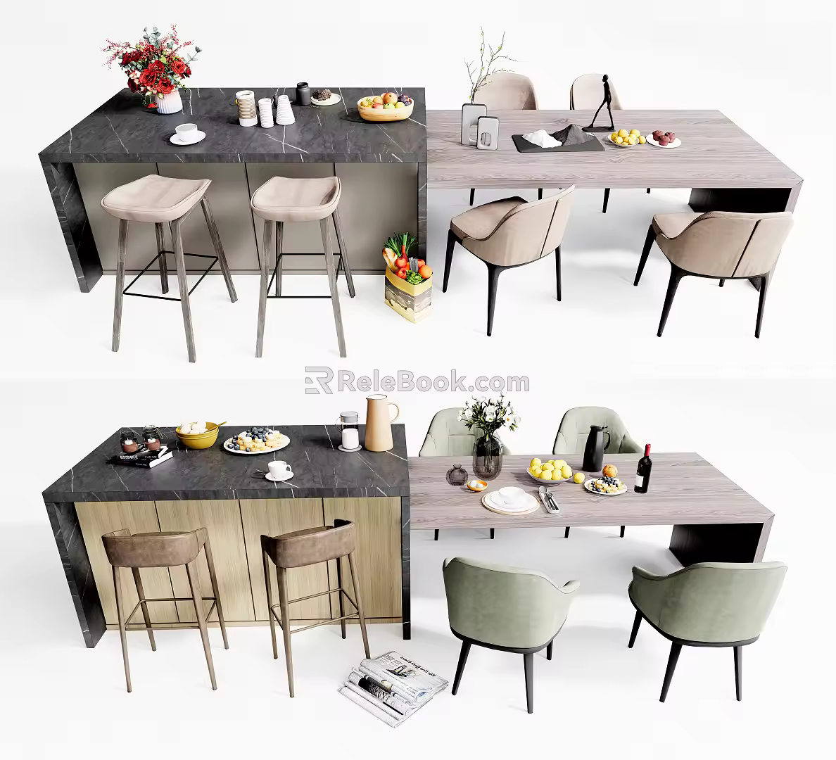 Modern Dining Table and Chair Combination Dining Table and Chair Dining Table Bar Combination Bar and Chair 3d model