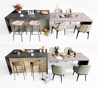Modern Dining Table and Chair Combination Dining Table and Chair Dining Table Bar Combination Bar and Chair 3d model
