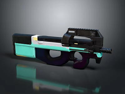 Futuristic Weapon Design With Teal Purple Black Sleek Structure And Reflective Surface 3d model