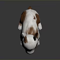 Cute White Brown Spotted Rabbit 3D Render With Long Ears And Brown Eyes