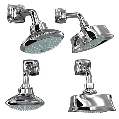Modern Shower Faucet Models With Chrome Plated Finish And Various Spray Head Designs 3d model