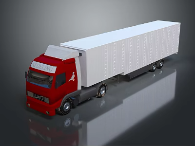 Red Cab White Trailer Commercial Truck Exterior Design And Features 3d model