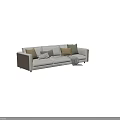 Light Colored Three Seater Sofa With Mixed Color Cushions And Throw Blanket 3d model