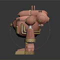 Pink Sci Fi Robot Character With Antennas Round Eyes And Mechanical Armor 3d model