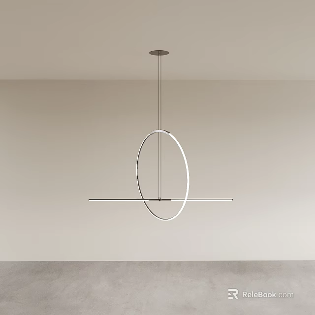 Modern Minimalist Chandelier With Circular Ring And Linear Metal Design For Interior Room Decoration 3d model 