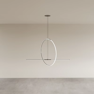 Modern Minimalist Chandelier With Circular Ring And Linear Metal Design For Interior Room Decoration 3d model