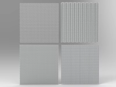 Gray Square Mesh Panels With Four Different Textures And Decorative Patterns Design 3d model