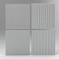 Gray Square Mesh Panels With Four Different Textures And Decorative Patterns Design 3d model