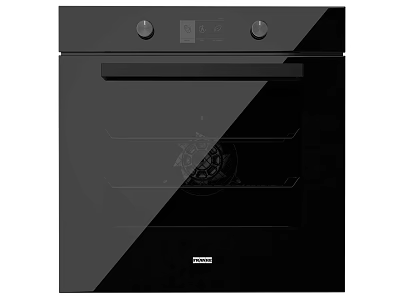 Bosch Black Kitchen Oven With Glass Door Control Knobs And Display Panel 3d model