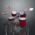 Professional Red Drum Set With Multiple Drums Cymbals And Stands For Music Performance 3d model