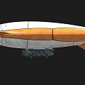 Detailed White Airship Bottom Featuring Orange Tail Fin And Complex Mechanical Structure 3d model