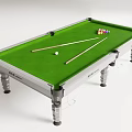 Brunswick Billiard Table With Green Felt Surface Silver Frame Cue Sticks And Balls