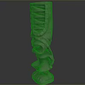 Intricate Stone Sculpture Carving With Columnar Structure Geometric Patterns And Sturdy Base