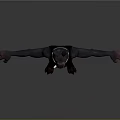 3D Dog Model with Black Body Erect Ears Arms Outstretched Wearing Black Vest Green Pants
