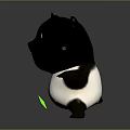 Cute Cartoon Panda 3D Character Holding Green Bamboo With Friendly Expression And Dark Background