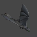 Flying Black Dragon Character With Green Eyes And Large Wings In Game And Movie