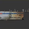 Detailed 3D Model Of Industrial Landscape With Factory Buildings Rooftop And Machinery Equipment
