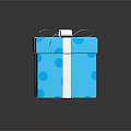 Blue Polka Dot Gift Box With White Bow And Decorative Tag For Daily Use