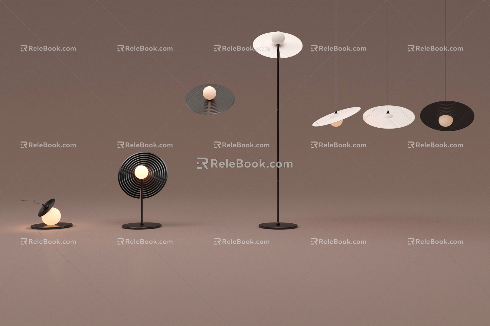 Middle ancient style ripple creative lamp combination 3d model