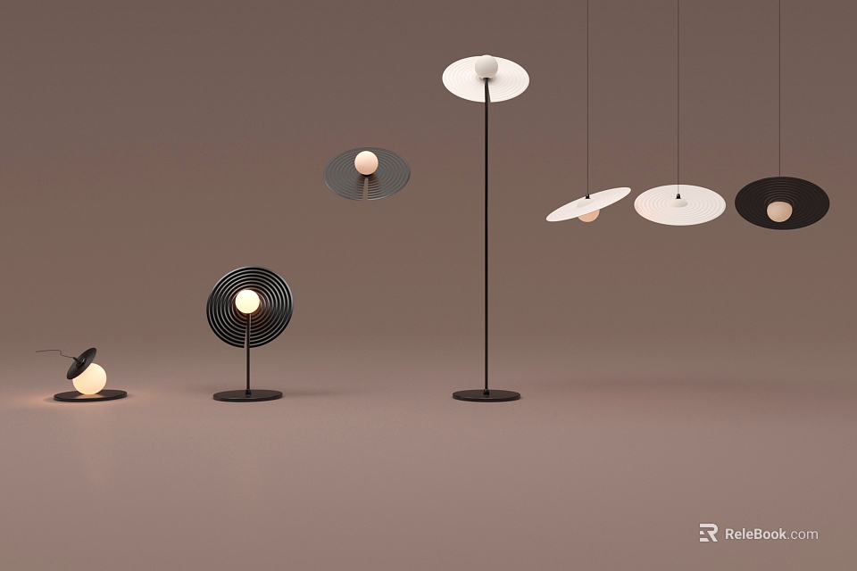 Modern Floor Lamp With Circular Shade And Black Metal Stand For Living Room Decor 3d model 