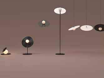 Middle ancient style ripple creative lamp combination 3d model