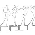 Ornamental Human Figure Figurine Set With Musical Playing Poses And Square Base
