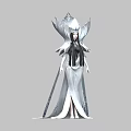 Game Movie Character With Elegant White Outfit Intricate Headdress And Black Long Hair 3d model