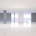 Furniture Window Showcase With Modern Sofa Accent Chairs Circular Decor And Displayed