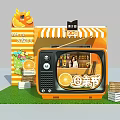 Vibrant Orange TV Shaped Photo Check-in Spot With Perfect Festival Decorations And Green Grass
