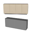 Modern Minimalist Console Side Cabinet With Beige White Sleek Doors And Storage Design