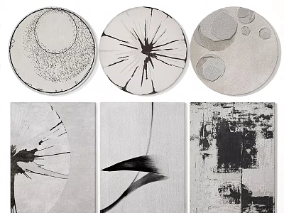 Shower Sauna Interior Design With Abstract Black And White Circular Art Elements 3d model
