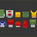 Pixel Art Style Various Colorful Block Characters And Creatures Collection 3d model