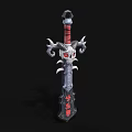 Decorative Fantasy Sword With Skull Embellished Hilt Red Accents And Sharp Metallic Blade