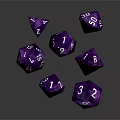 Shiny Purple Polyhedral Dice With Numbers Floating On Dark Background