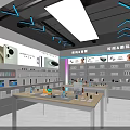 Modern Digital Store Interior With Audio Products Brand Sections And Display Shelves