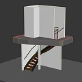 Modern Staircase Design With Wooden Steps Metal Railings And Upper Platform