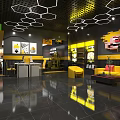 4S Dealership Car Service Workshop With Two Cars Yellow Service Tools And Bright Lighting